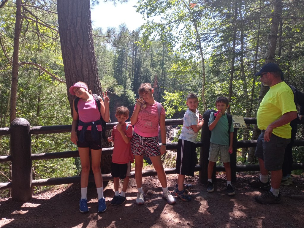 neurodivergent family hiking together at Wisconsin state park